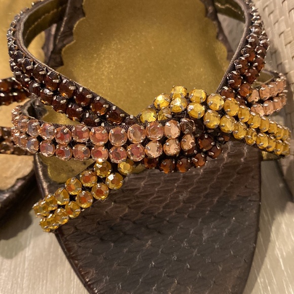 Beverly Feldman beaded kitten heel sandals - Picture 2 of 7